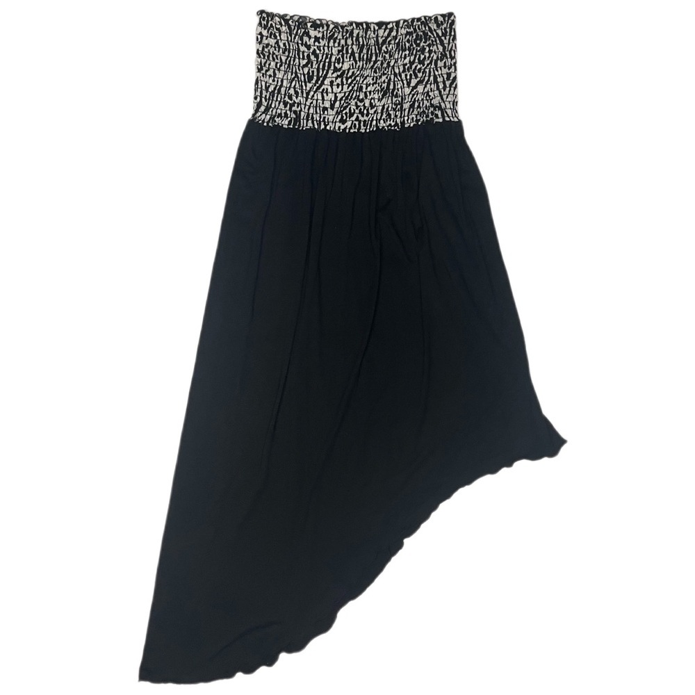 Animal print dress OS black and white zebra print asymmetrical hem dress